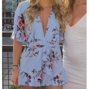 Light blue floral romper